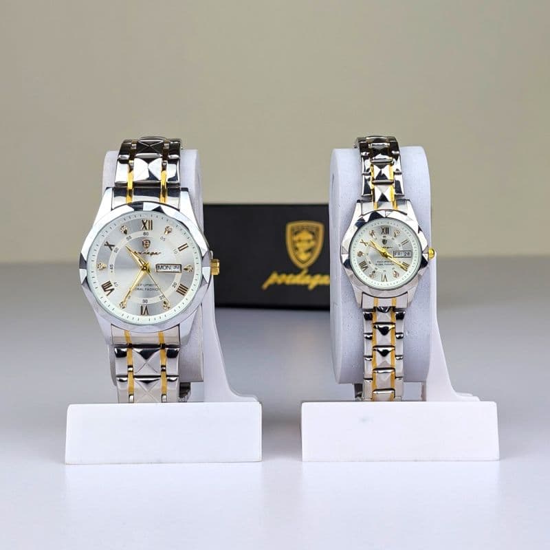 Poedagar Luxury Couple Watch (Water Resistant)
