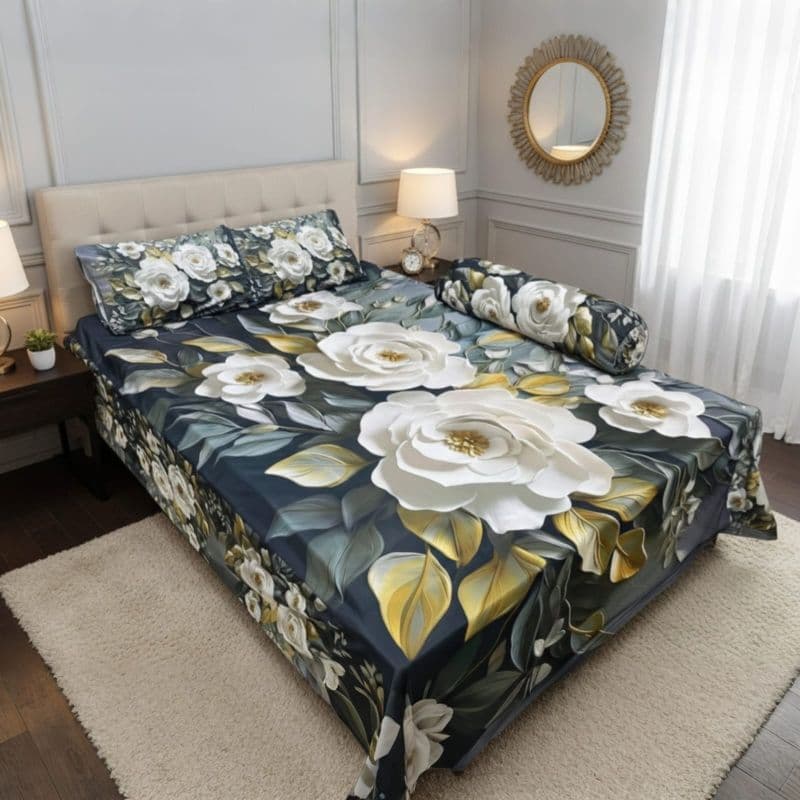 Water Proof China Premium 3D Design Bed Sheet King Size (7.8ft/6.8ft )