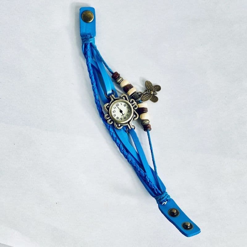 Multi layer Butterfly Faux Leather Bracelet Watch