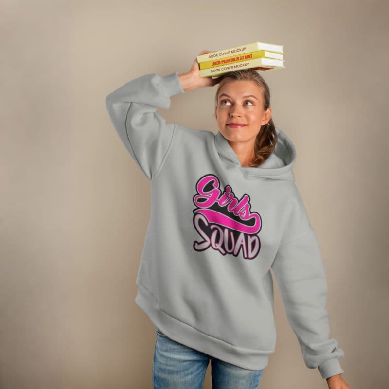 Premium Comfortable Printed Ladies Winter Hoodie ( Ash )