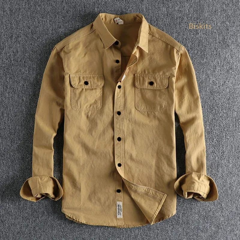 High Thickness Double Pocket Shirt.. ( Biscuit