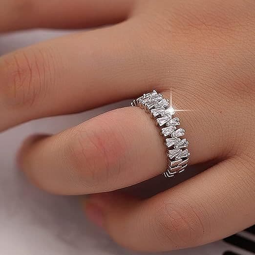 Double Rows Diamond Rings for Womens